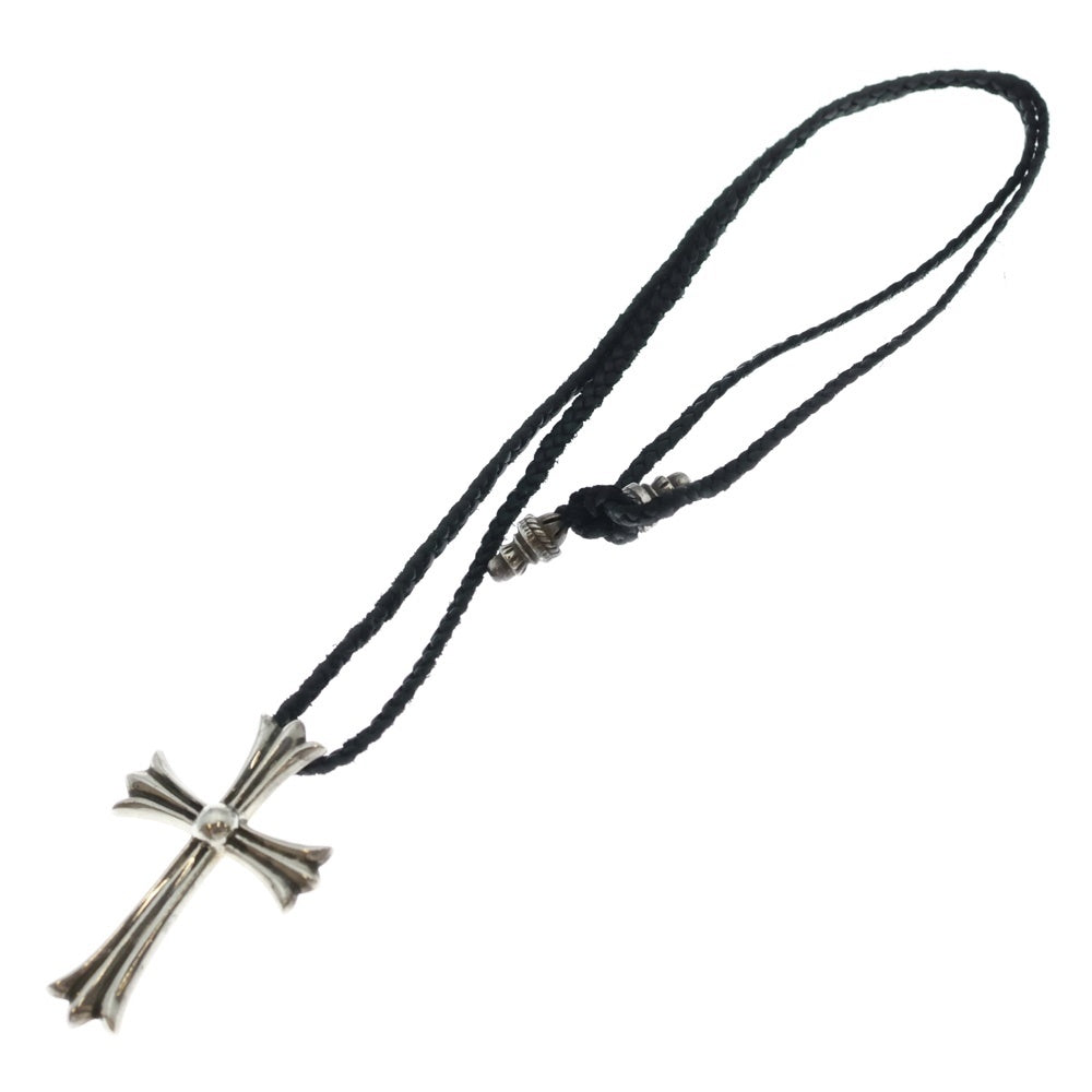 CHROME HEARTS(クロムハーツ) CH CRS LG BC ラージCHクロスペンダント Wボロチップ レザーブレイドネックレス シルバー BCA214