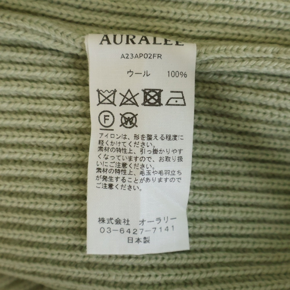 AURALEE(オーラリー) 23AW FRENCH MERINO RIB KNIT P/O フレンチメリノウール リブニット セーター グリーン A23AP02FR