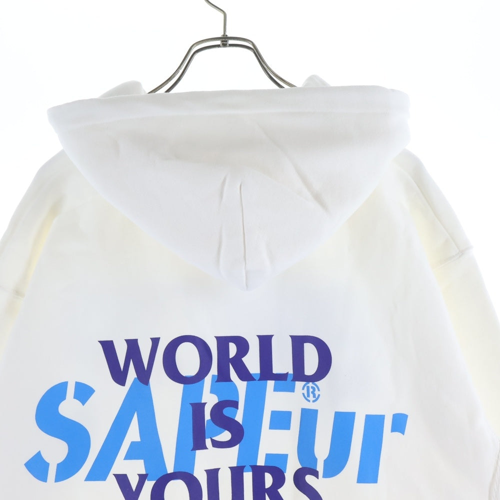 SAPEur(サプール) WORLD MAP HOODIE ワールドマップフーディー クルーネックプルオーバーパーカー ホワイト
