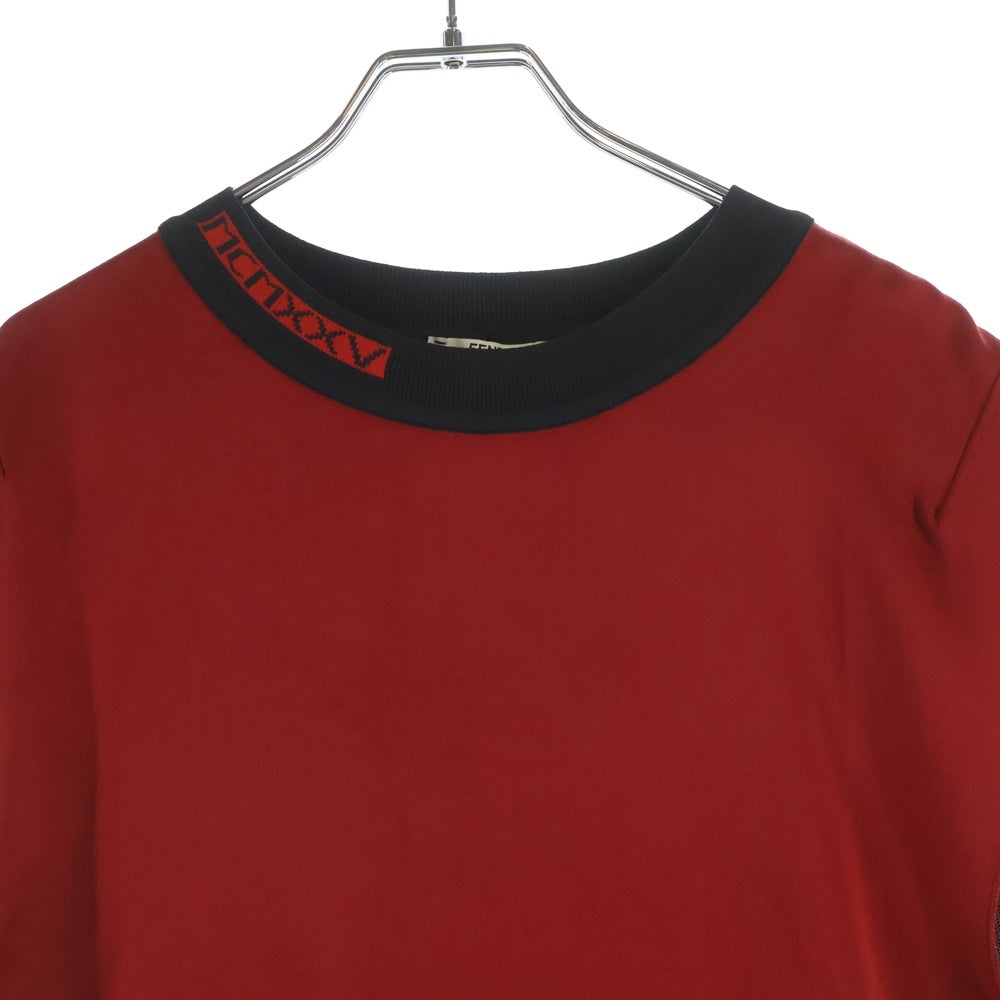 FENDI(フェンディ) カシミヤ リボンデザイン クルーネック 七分丈ニット セーター レッド FZZ965 4L5