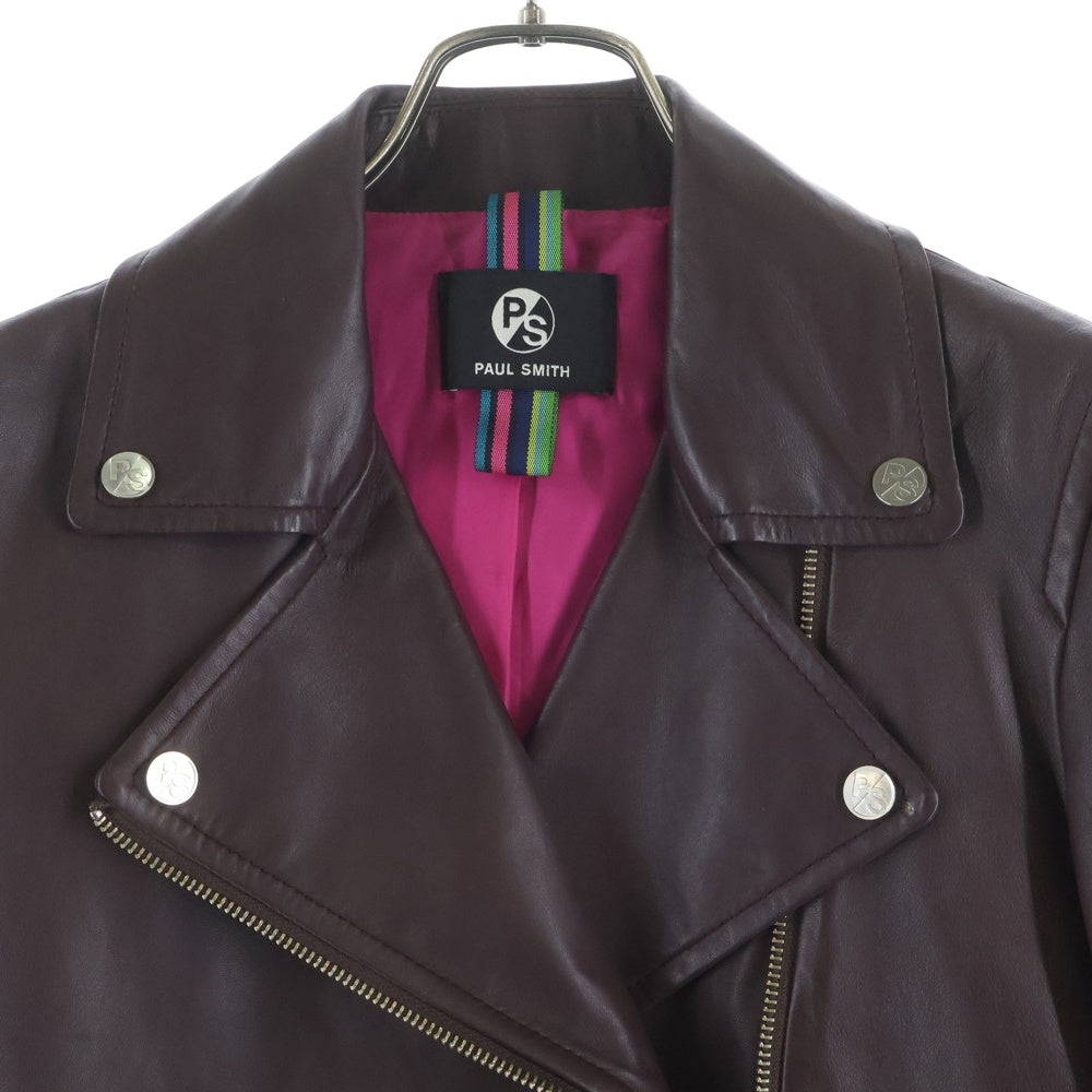 Paul Smith(ポールスミス) シープスキンレザー ダブルライダースジャケット レディース ブラウン