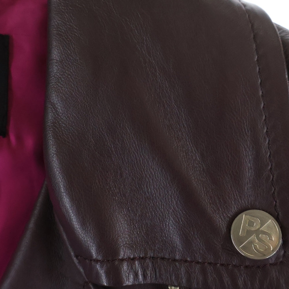 Paul Smith(ポールスミス) シープスキンレザー ダブルライダースジャケット レディース ブラウン