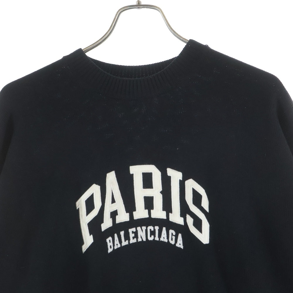BALENCIAGA(バレンシアガ) 22SS PARIS LOGO CREW NECK KNIT パリスロゴ クルーネック ニット セーター ブラック 682005 T1624