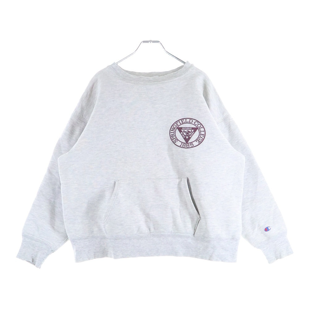 CHAMPION(チャンピオン) 80S REVERSEWEAVE DOUBLE FACE ヴィンテージ リバースウィーブ ダブルフェイス USA製 染み込みプリント クルーネックスウェットトレーナー グレー
