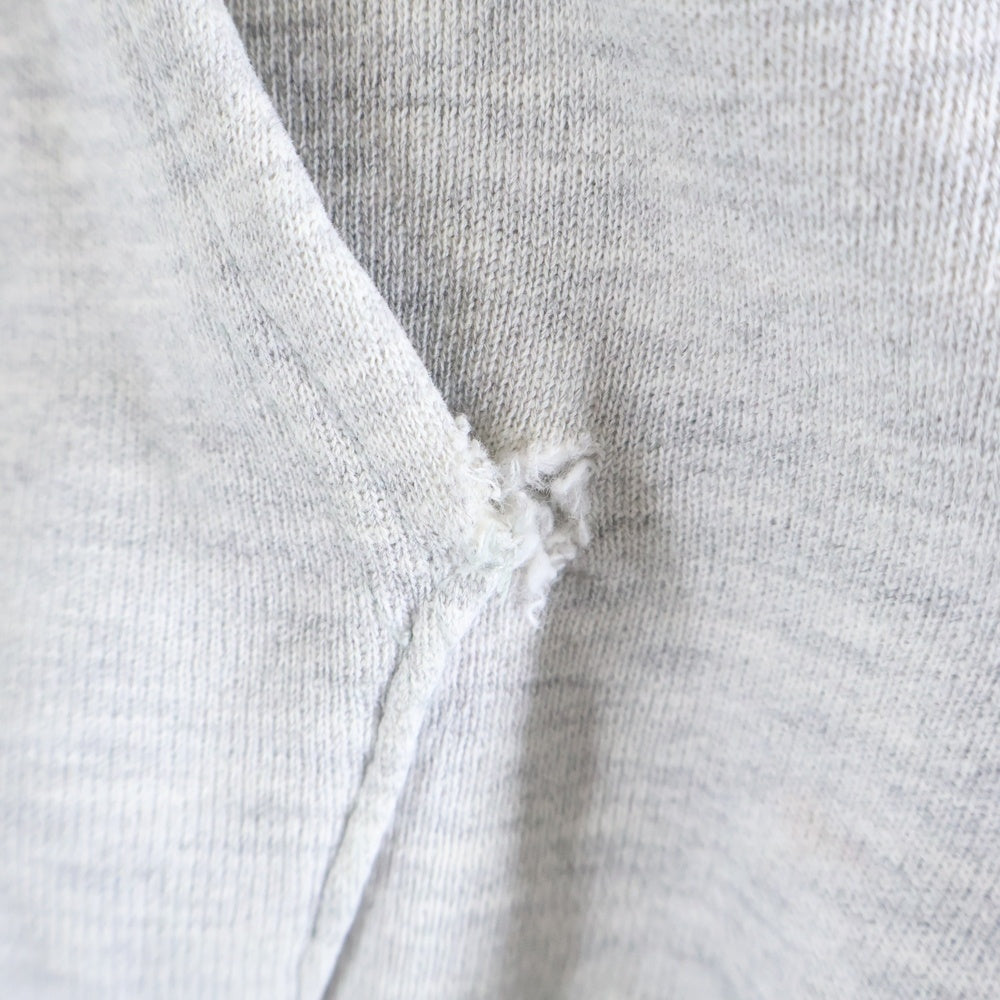 CHAMPION(チャンピオン) 80S REVERSEWEAVE DOUBLE FACE ヴィンテージ リバースウィーブ ダブルフェイス USA製 染み込みプリント クルーネックスウェットトレーナー グレー