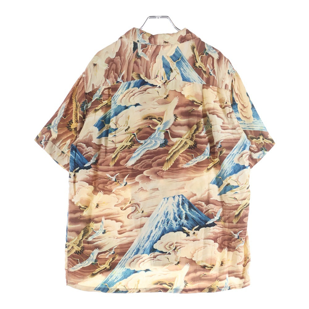 VINTAGE(ヴィンテージ) 50-60S PENNY'S S/S HAWAIIAN SHIRT ヴィンテージ ペニーズ 日本製 鶴 和柄 半袖ハワイアンシャツ ブラウン/ベージュ