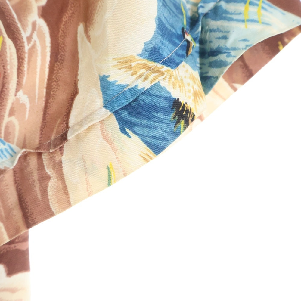 VINTAGE(ヴィンテージ) 50-60S PENNY'S S/S HAWAIIAN SHIRT ヴィンテージ ペニーズ 日本製 鶴 和柄 半袖ハワイアンシャツ ブラウン/ベージュ