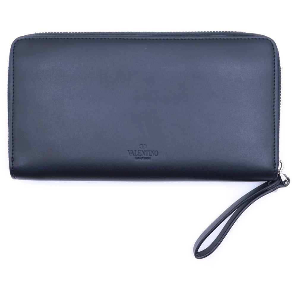 VALENTINO GARAVANI(ヴァレンチノガラヴァーニ) VLTNロゴ ラウンドファスナー レザー長財布 ロングウォレット ブラック XY2P0570VNA