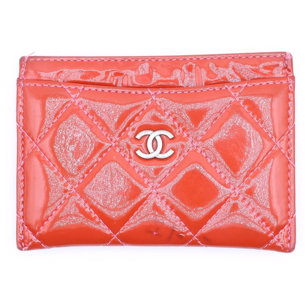 CHANEL(シャネル) エナメルココマークロゴ マトラッセ 名刺入れ カードケース レッド レディース