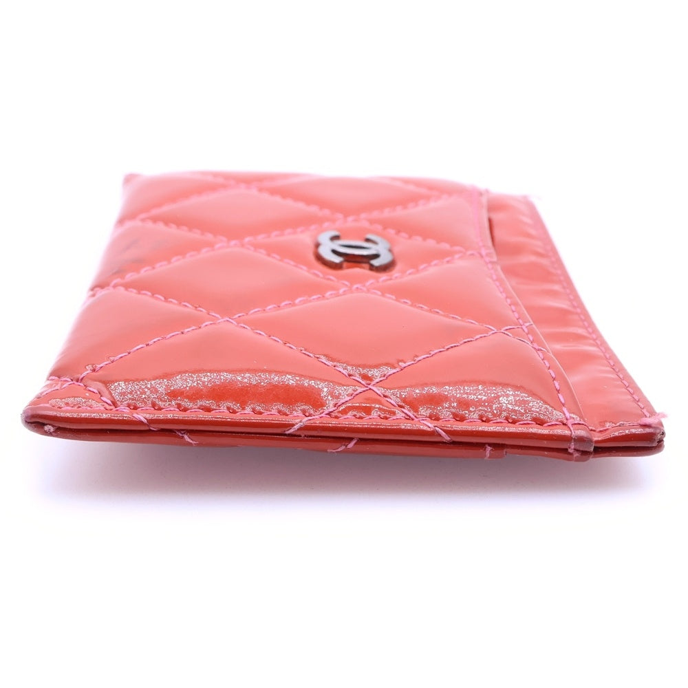 CHANEL(シャネル) エナメルココマークロゴ マトラッセ 名刺入れ カードケース レッド レディース