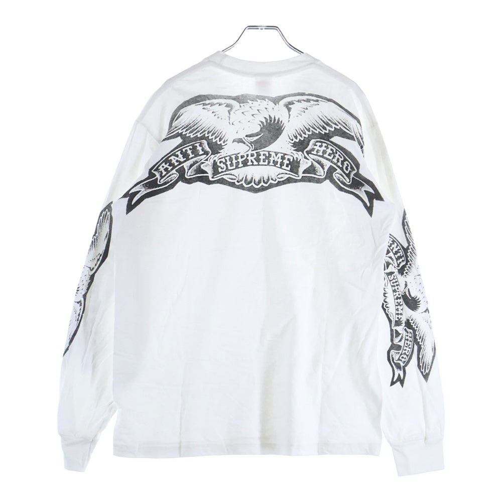 SUPREME(シュプリーム) 25AW ×ANTIHERO Eagle L/S Tee アンタイヒーロー イーグルデザイン クルーネック カットソー 長袖Tシャツ ホワイト
