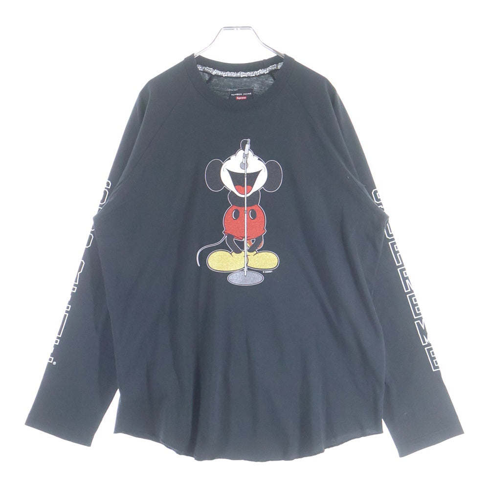 SUPREME(シュプリーム) 25AW ×NUMBER (N)INE Mickey Raglan L/S Top ナンバーナイン ミッキー ラグランスリーブ クルーネック カットソー 長袖Tシャツ ブラック
