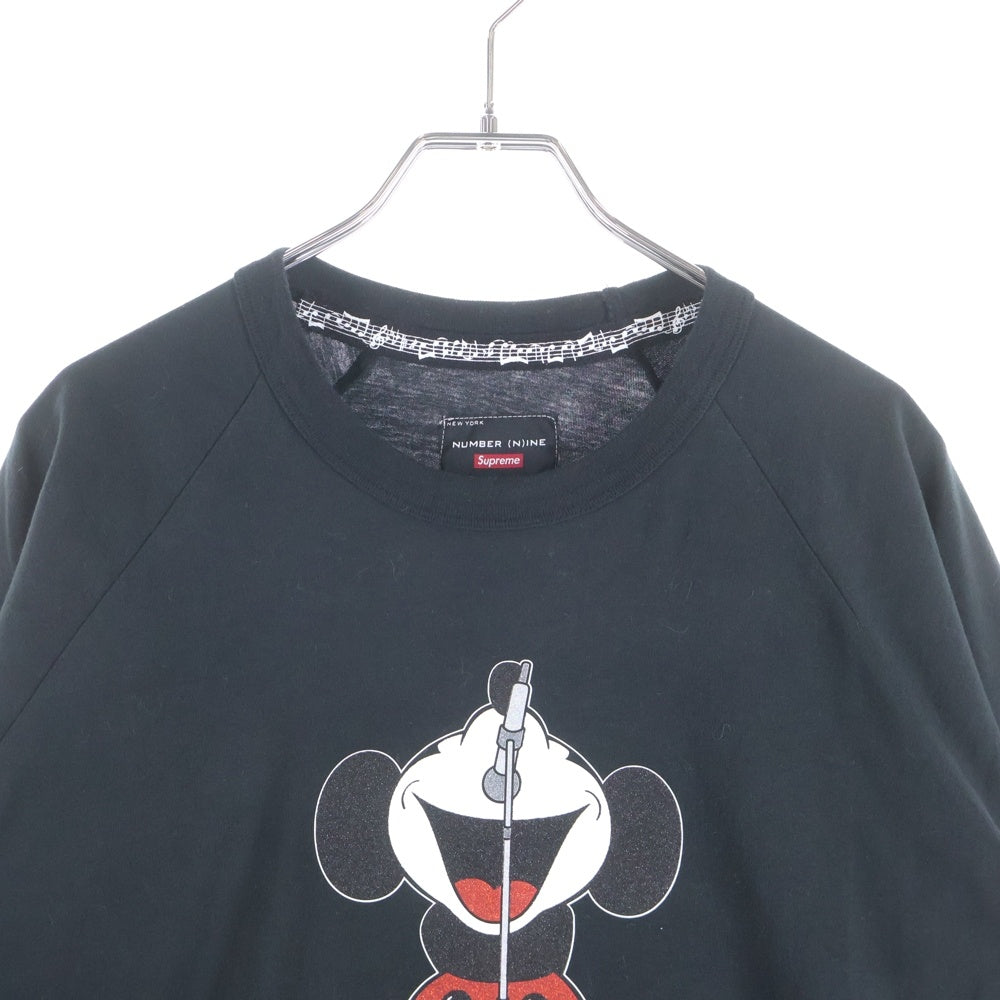 SUPREME(シュプリーム) 25AW ×NUMBER (N)INE Mickey Raglan L/S Top ナンバーナイン ミッキー ラグランスリーブ クルーネック カットソー 長袖Tシャツ ブラック