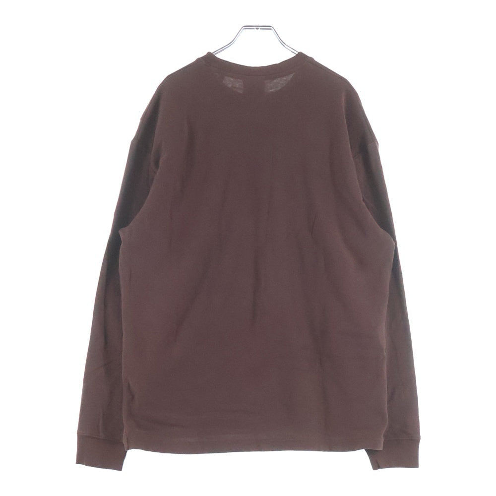KITH(キス) ×RUSSELATHLETIC ラッセルアスレチック エンブロイダリーロゴデザイン 胸ポケット クルーネック カットソー 長袖Tシャツ ブラウン KHM030002