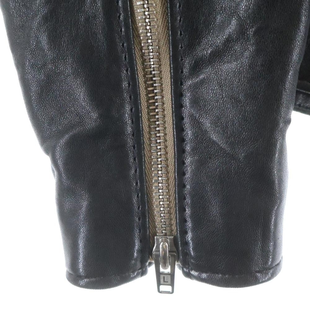 Lewis Leathers(ルイスレザー) LIGHTNING ライトニング シープスキン タイトフィット ベージュジップ レッドキルト裏地 ダブルライダースレザージャケット ブラック 319T