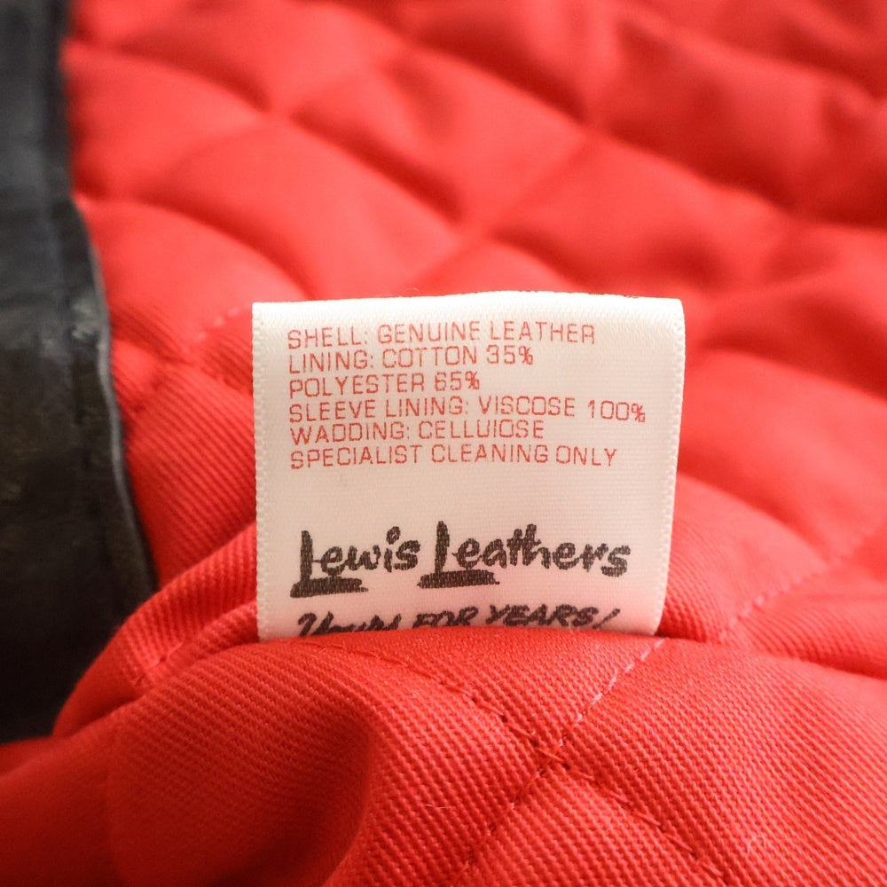Lewis Leathers(ルイスレザー) LIGHTNING ライトニング シープスキン タイトフィット ベージュジップ レッドキルト裏地 ダブルライダースレザージャケット ブラック 319T