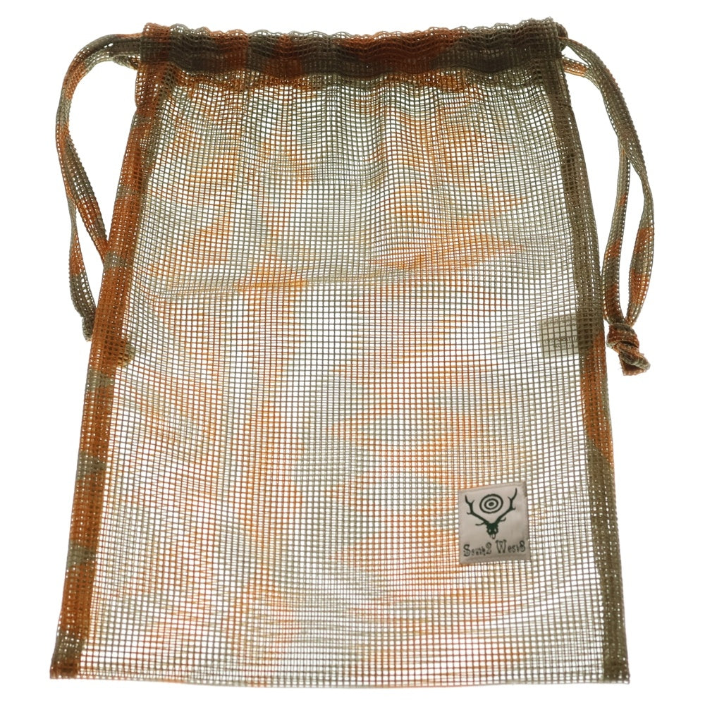 SOUTH2 WEST8(サウス2ウエスト8) STRING BAG HEAVYWEIGHT MESH ヘビーウェイトメッシュ 巾着バッグ オレンジ/カーキ QV503