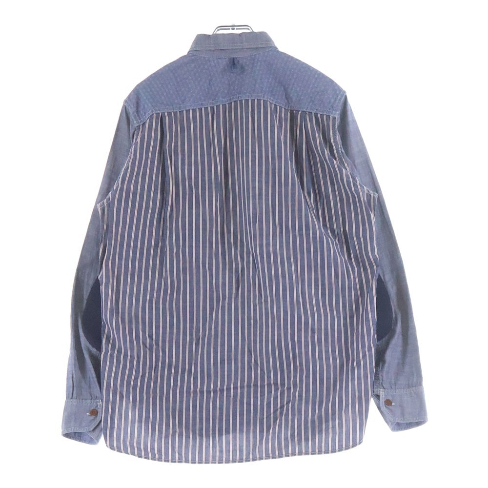 COMME des GARCONS JUNYA WATANABE MAN(コムデギャルソンジュンヤワタナベマン) 16SS AD2016 ダブルポケット ストライプ柄切り替えデザイン 長袖シャツ グレー WR-B004