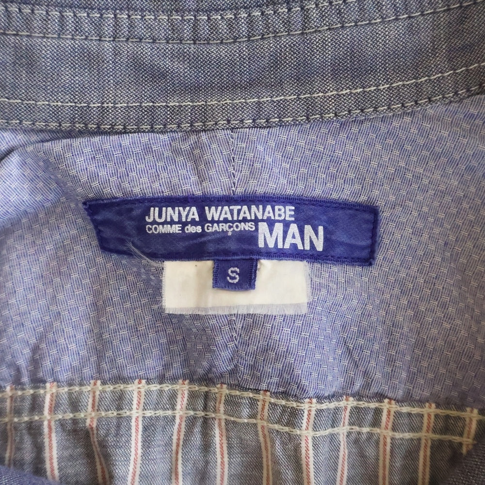 COMME des GARCONS JUNYA WATANABE MAN(コムデギャルソンジュンヤワタナベマン) 16SS AD2016 ダブルポケット ストライプ柄切り替えデザイン 長袖シャツ グレー WR-B004