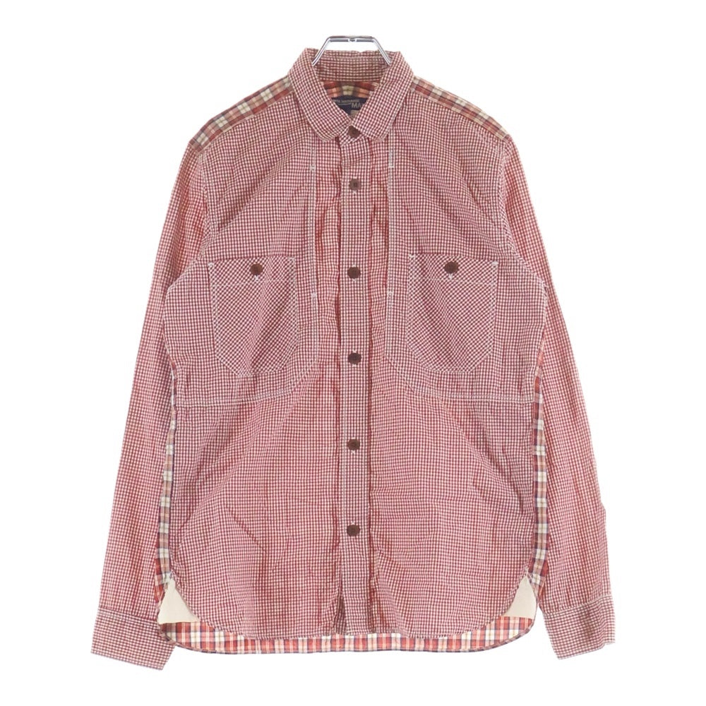 COMME des GARCONS JUNYA WATANABE MAN(コムデギャルソンジュンヤワタナベマン) 12SS AD2011 ダブルポケット チェック柄切り替え 長袖シャツ レッド WI-B029