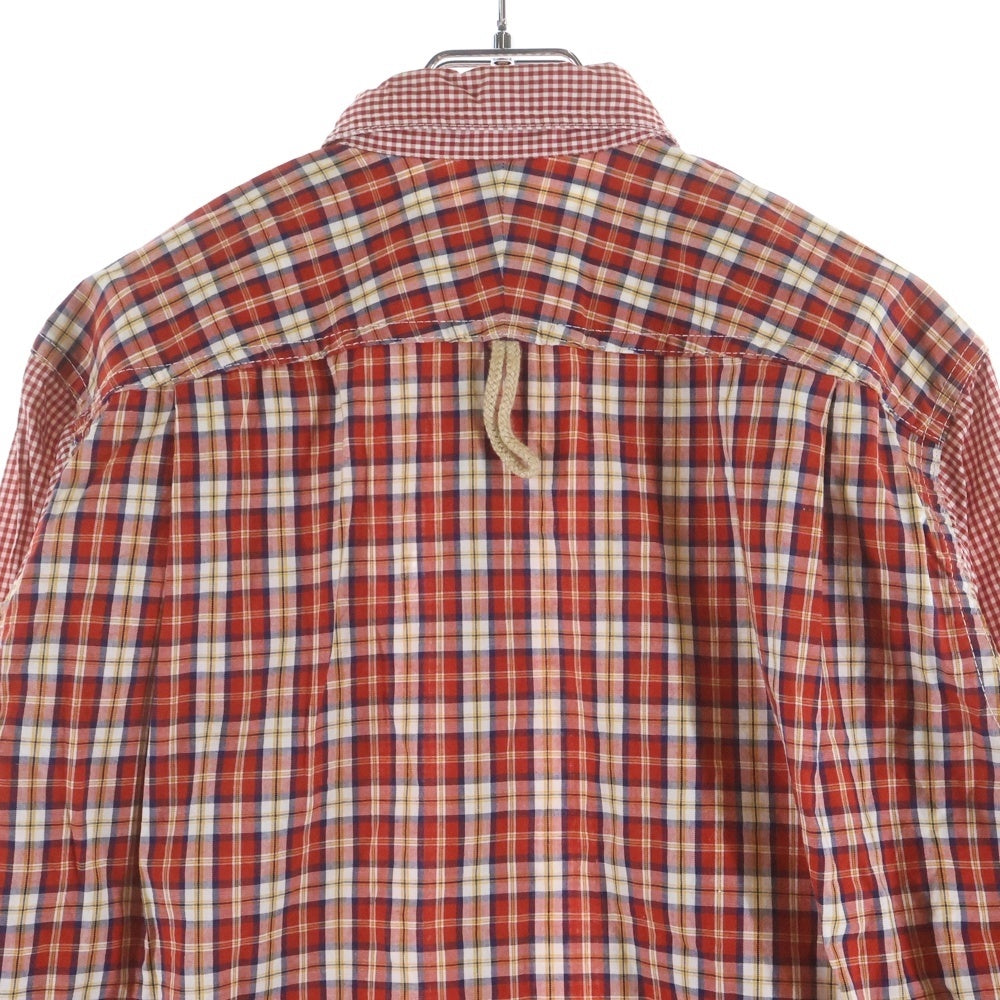 COMME des GARCONS JUNYA WATANABE MAN(コムデギャルソンジュンヤワタナベマン) 12SS AD2011 ダブルポケット チェック柄切り替え 長袖シャツ レッド WI-B029