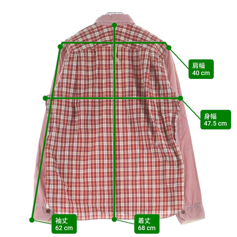 COMME des GARCONS JUNYA WATANABE MAN(コムデギャルソンジュンヤワタナベマン) 12SS AD2011 ダブルポケット チェック柄切り替え 長袖シャツ レッド WI-B029
