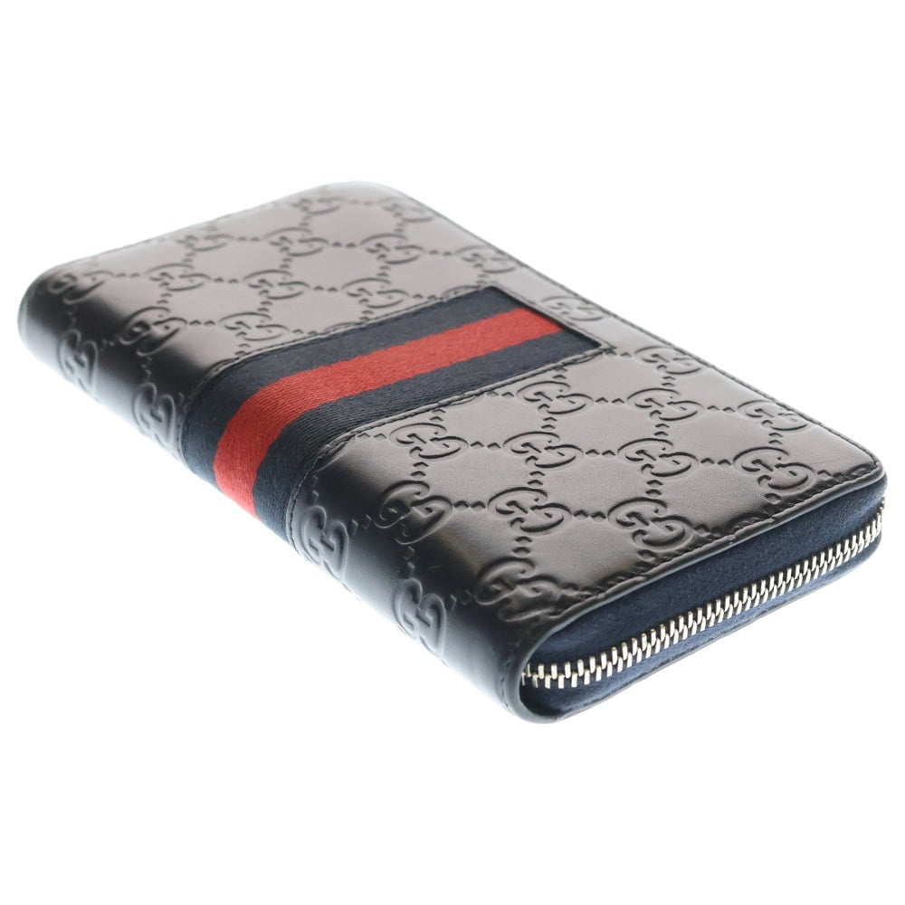 GUCCI(グッチ) SHERRY LINE シェリーライン GGスプリーム 総柄 レザー ロングウオレット 長財布 ブラック 408831