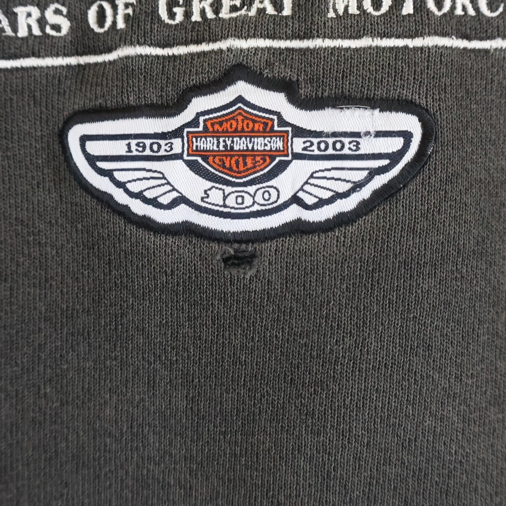 HARLEY DAVIDSON(ハーレーダビッドソン) 90S VINTAGE ヴィンテージ フロントロゴ刺繍 クルーネック スウェットトレーナー チャコールグレー