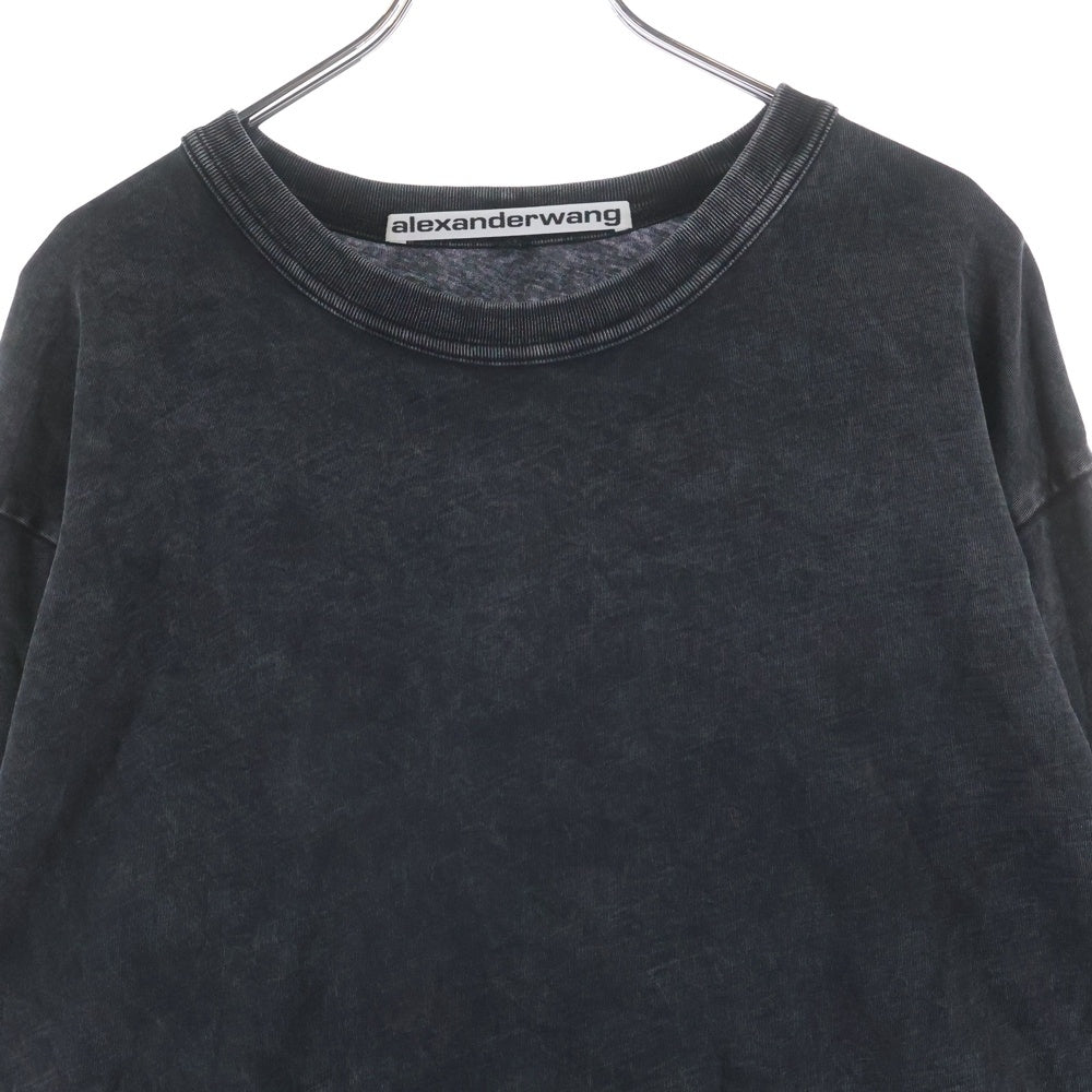 ALEXANDER WANG(アレキサンダーワン) フロントロゴデザイン クルーネック カットソー 長袖Tシャツ ブラック UCC3221537