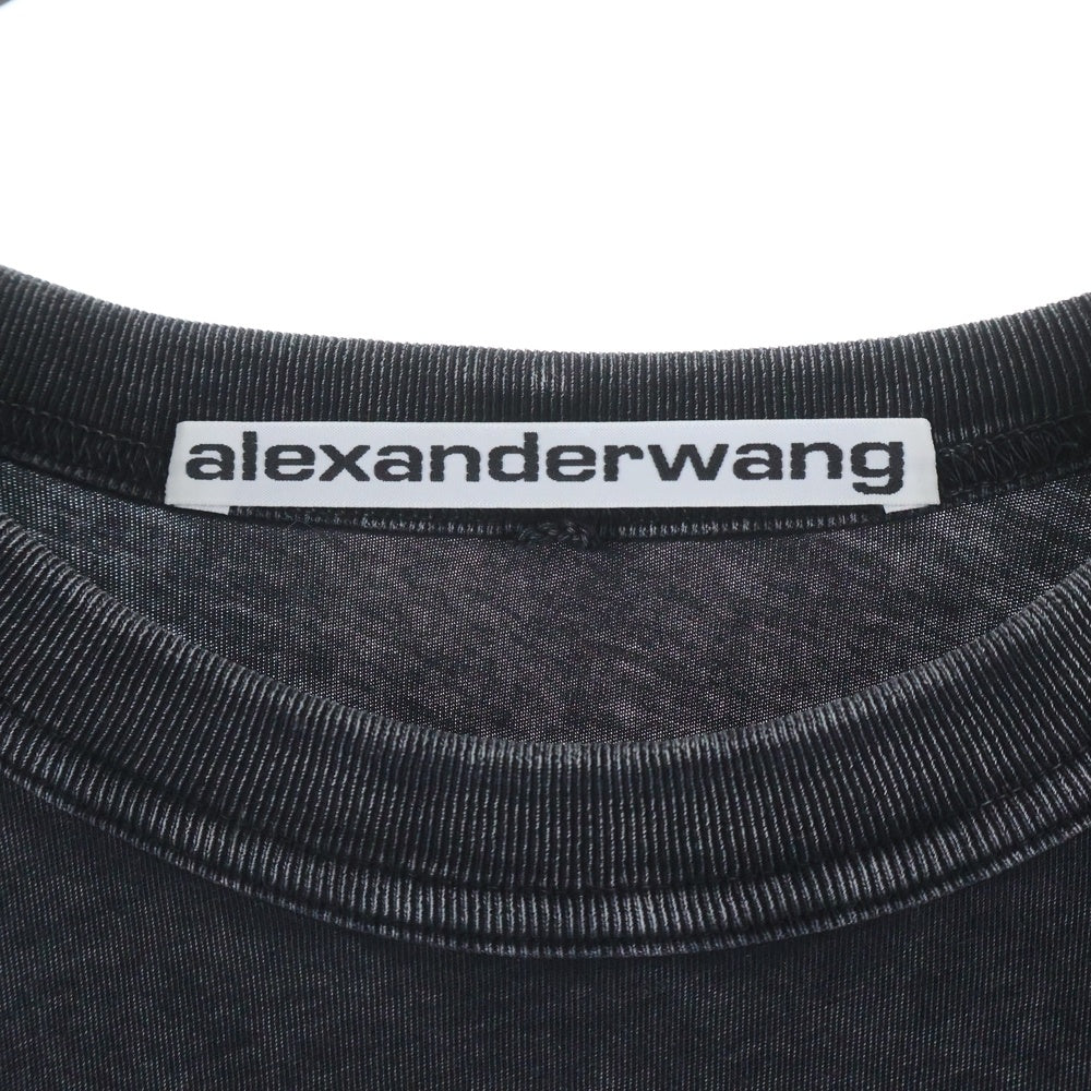 ALEXANDER WANG(アレキサンダーワン) フロントロゴデザイン クルーネック カットソー 長袖Tシャツ ブラック UCC3221537