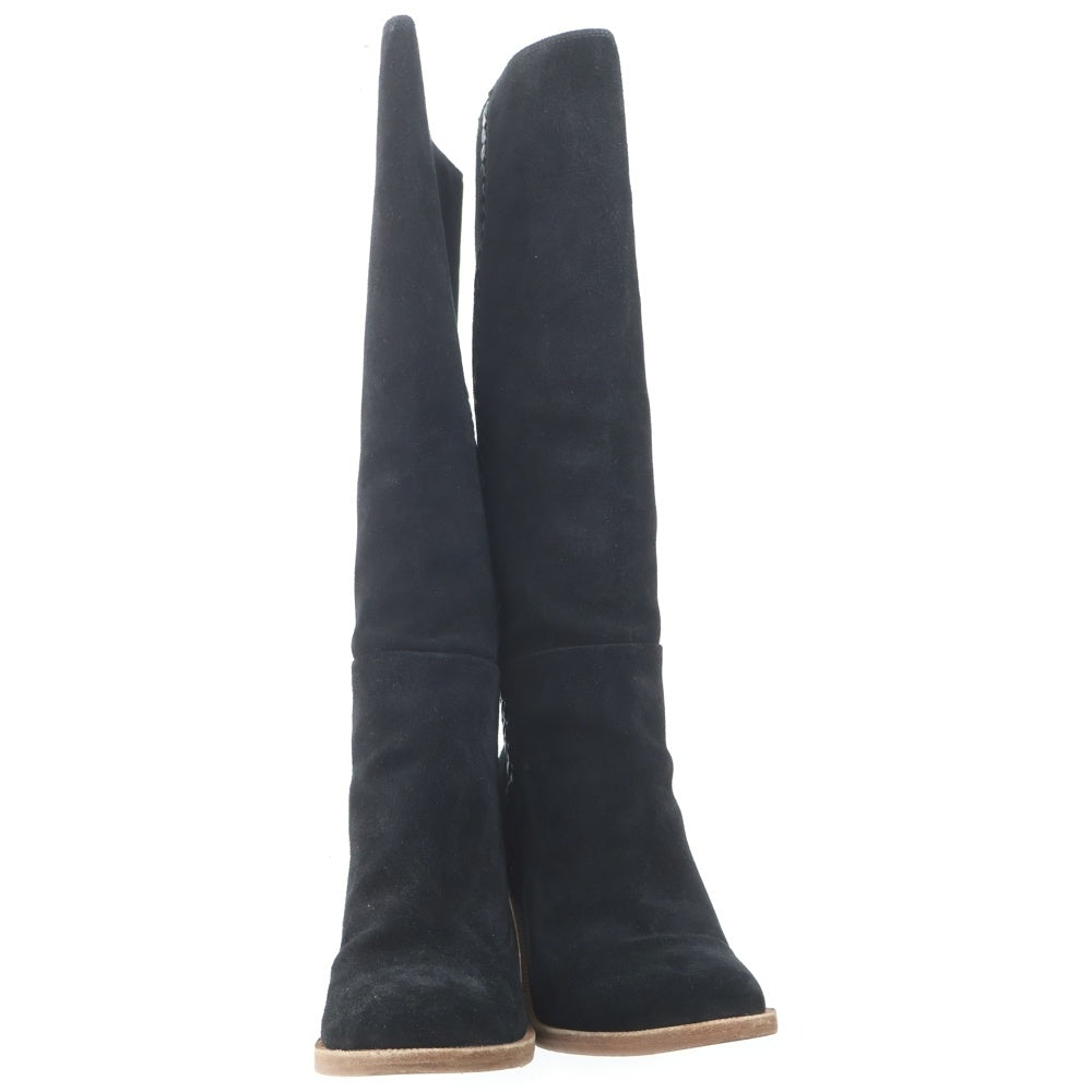 UGG(アグ) MAEVA マエヴァ 編み込みライン スウェード ロングヒールブーツ レディース ブラック 1018941