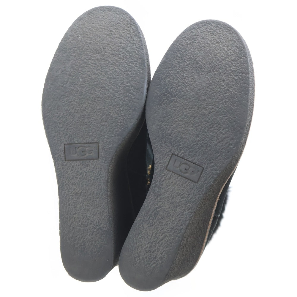 UGG(アグ) VALBERG ヴァルベルグ ファー付き サイドジップ スウェード ロングウェッジブーツ レディース ブラック 1018652
