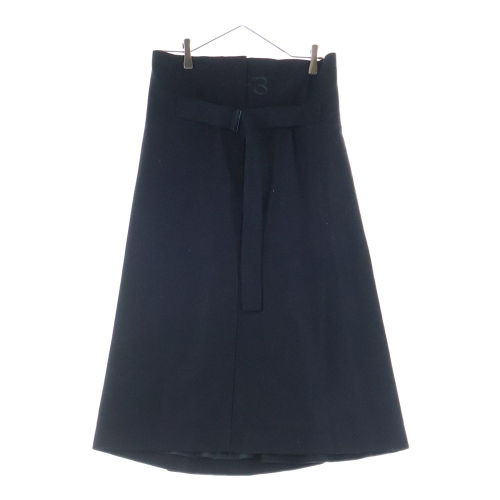 Y-3(ワイスリー) エンブロイダリーデザイン ベルト付き ウール混 スカート レディース ブラック CE8670