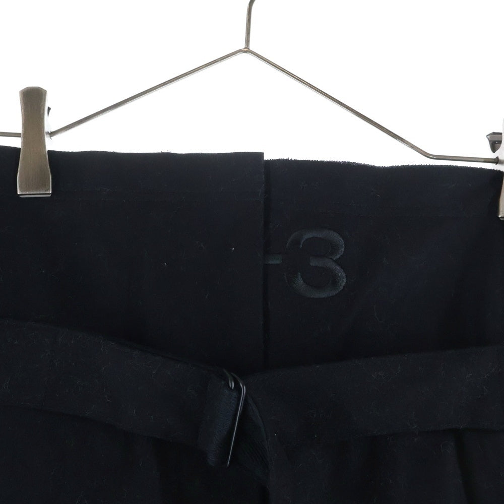 Y-3(ワイスリー) エンブロイダリーデザイン ベルト付き ウール混 スカート レディース ブラック CE8670
