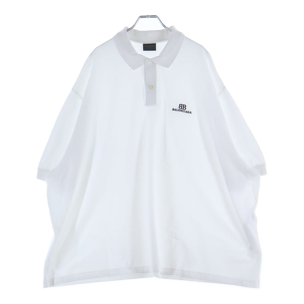 BALENCIAGA(バレンシアガ) 24SS BBロゴ刺繍 オーバーサイズ 半袖ポロシャツ ホワイト 791001 TQVM7