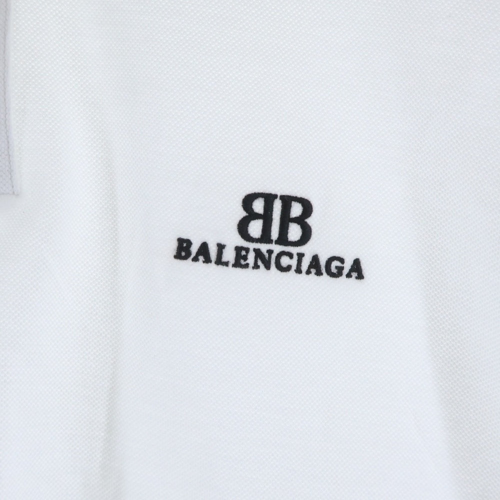 BALENCIAGA(バレンシアガ) 24SS BBロゴ刺繍 オーバーサイズ 半袖ポロシャツ ホワイト 791001 TQVM7