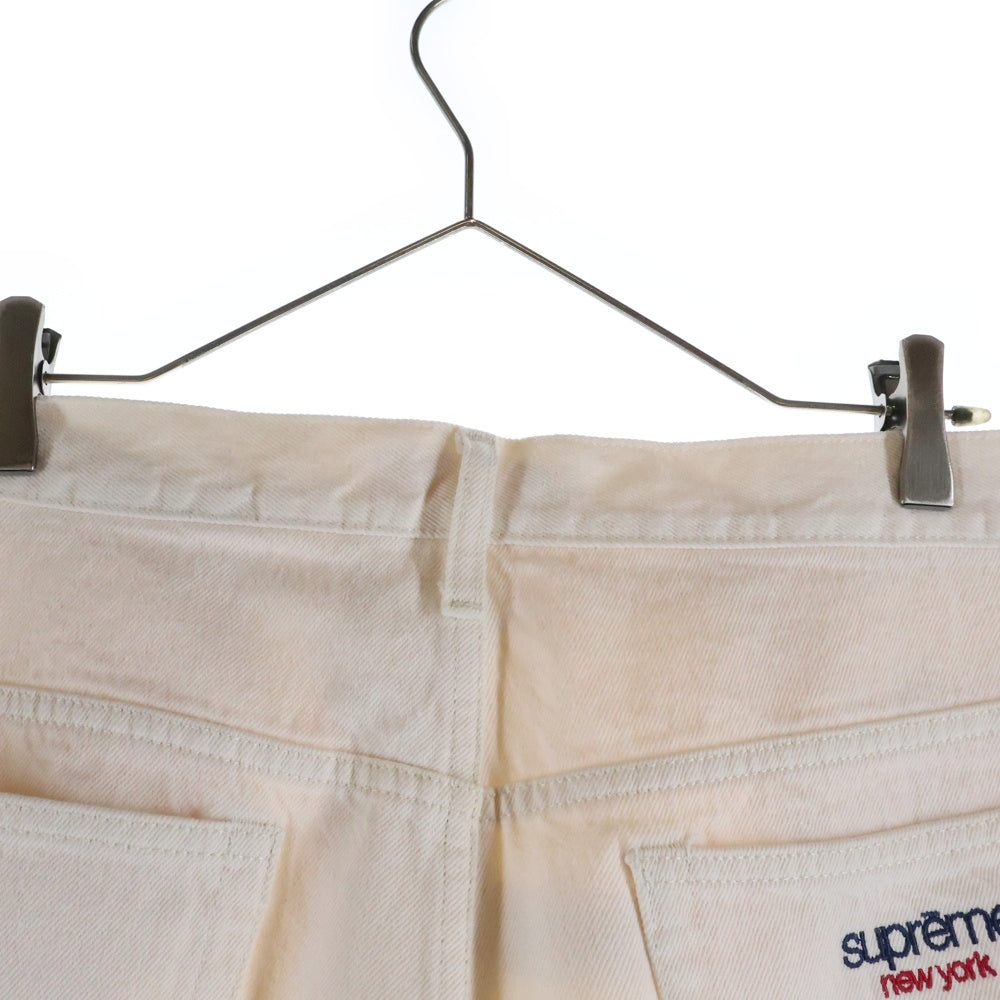 SUPREME(シュプリーム) 24SS Baggy Jean Natural ロゴエンブロイダリー バギージーンズ ナチュラル デニムパンツ ホワイト 32