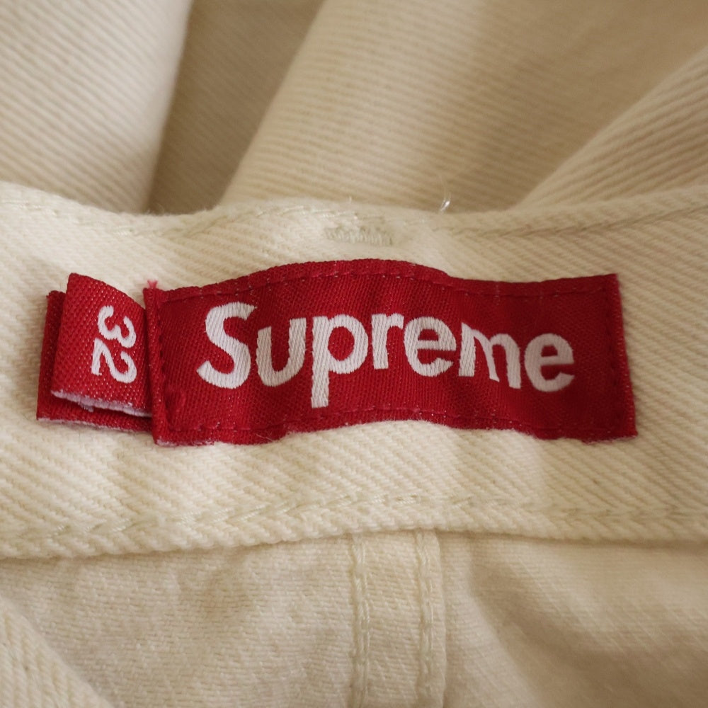 SUPREME(シュプリーム) 24SS Baggy Jean Natural ロゴエンブロイダリー バギージーンズ ナチュラル デニムパンツ ホワイト 32