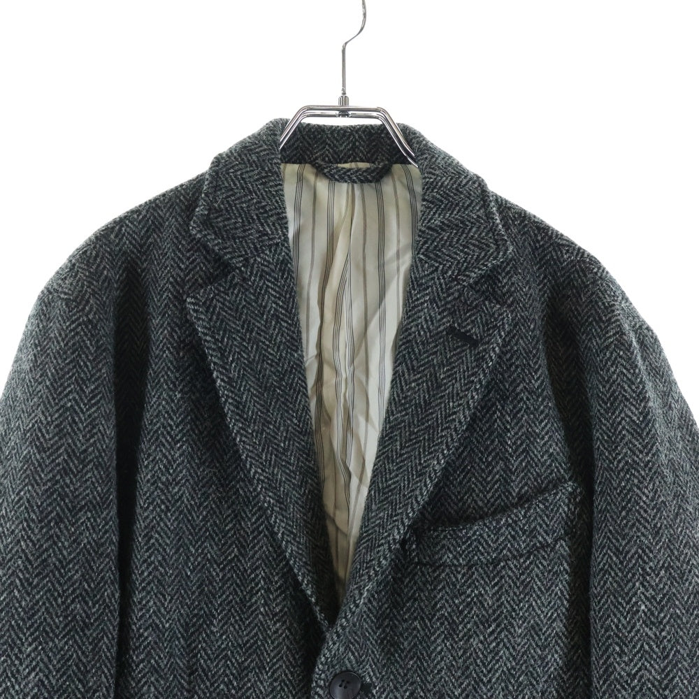 Harris Tweed(ハリスツイード) ウール キュプラ裏地 ノッチドラペル シングルテーラードジャケット グレー 133-1512