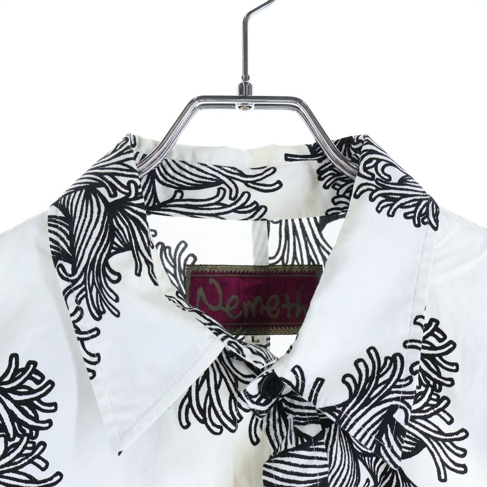 Christopher Nemeth(クリストファーネメス) ROPE PATTERN SHIRT ロープ パターン シャツ 縄柄 ボタンアップ長袖シャツ ホワイト 18752