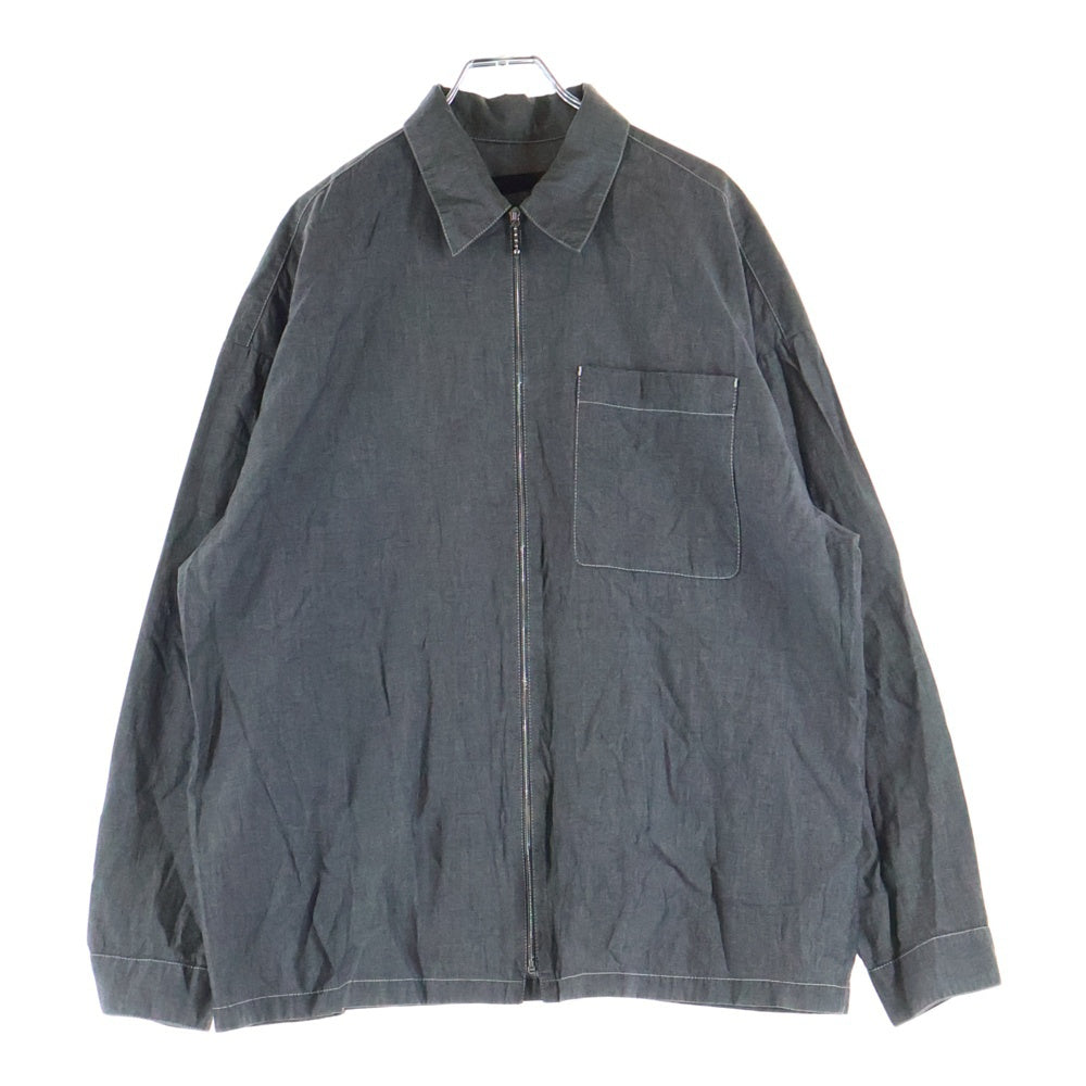 PRADA(プラダ) シャツカラー 胸ポケット ジップアップ長袖シャツ グレー GEC033