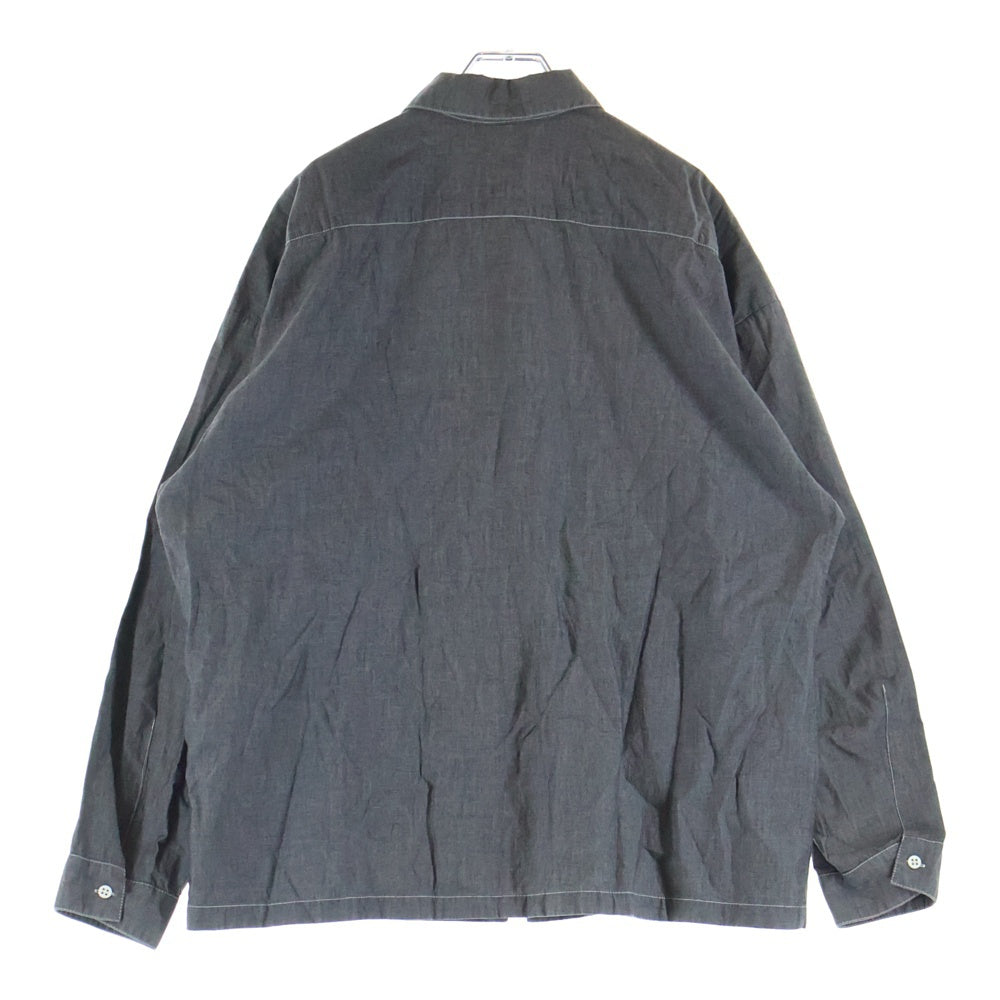 PRADA(プラダ) シャツカラー 胸ポケット ジップアップ長袖シャツ グレー GEC033