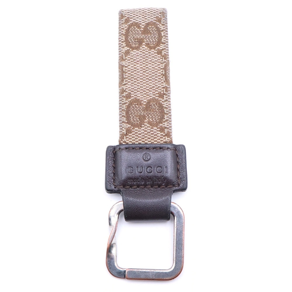 GUCCI(グッチ) GGキャンバス レザーキーリング キーホルダー ブラウン レディース