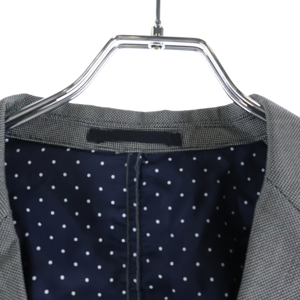COMME des GARCONS HOMME(コムデギャルソンオム) 10AW 裏地ドット柄 袖シャーリング シングルテーラードジャケット グレー HF-J054 AD2010