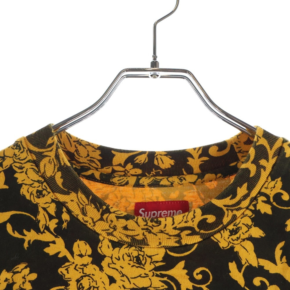 SUPREME(シュプリーム) 20SS Small Box Tee Black Floral スモール ボックスロゴ ブラック フローラル クルーネック半袖Tシャツ カットソー イエロー/ブラック