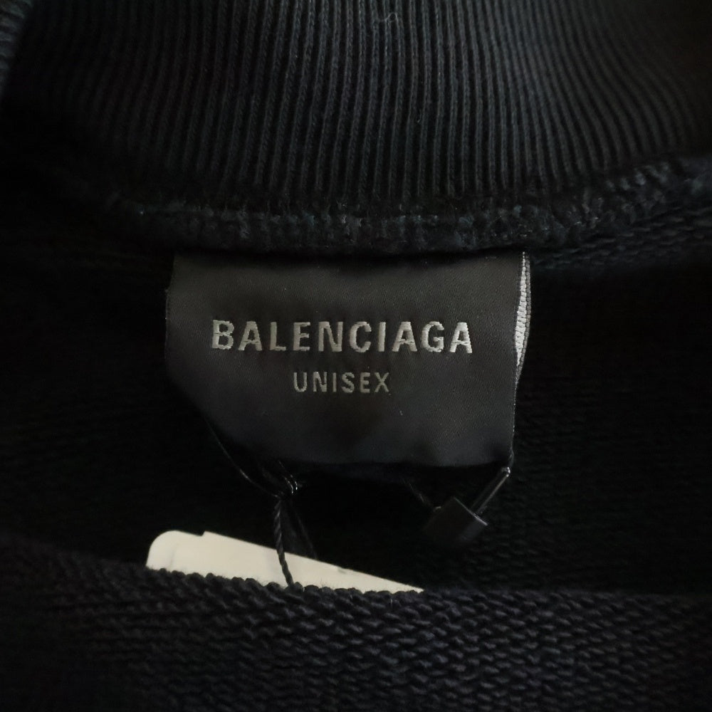 BALENCIAGA(バレンシアガ) DOUBLE FRONT CREW ダブルフロントクルー テープロゴ プルオーバースウェットトレーナー ブラック 791614 TQVQ7