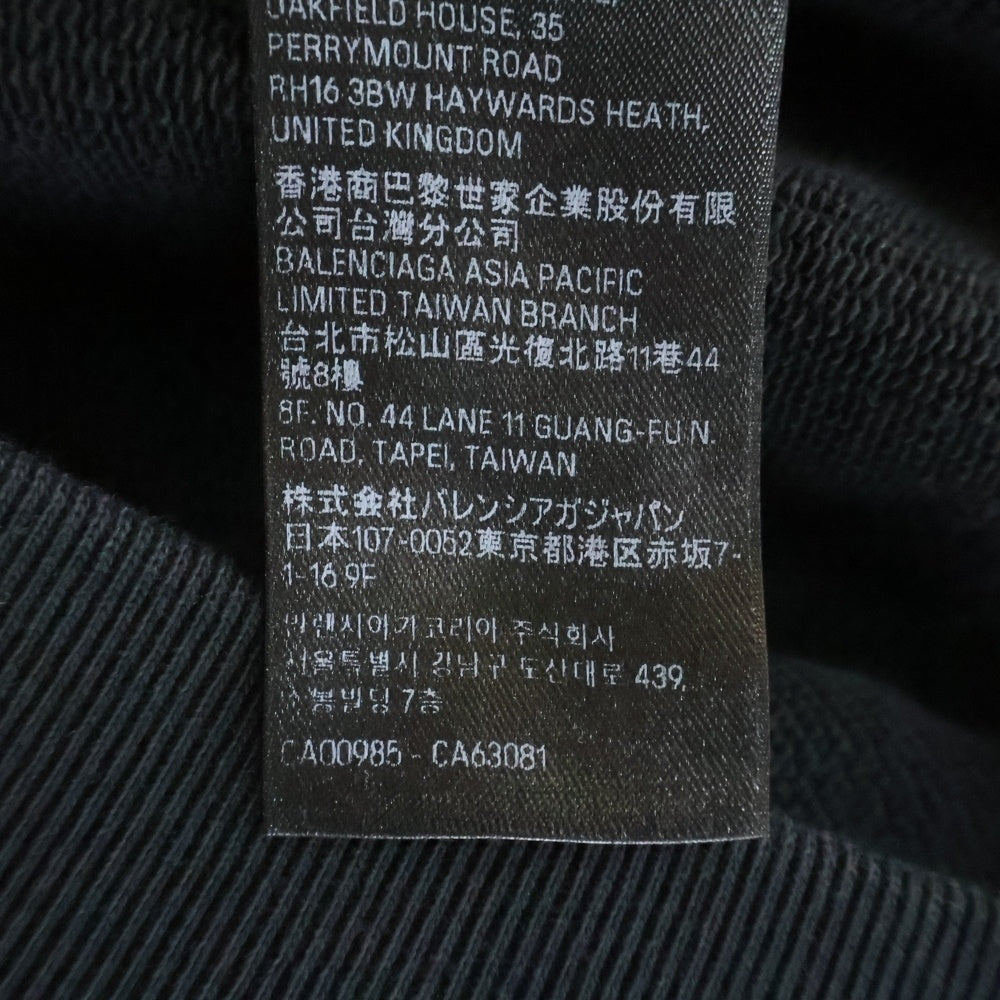 BALENCIAGA(バレンシアガ) DOUBLE FRONT CREW ダブルフロントクルー テープロゴ プルオーバースウェットトレーナー ブラック 791614 TQVQ7