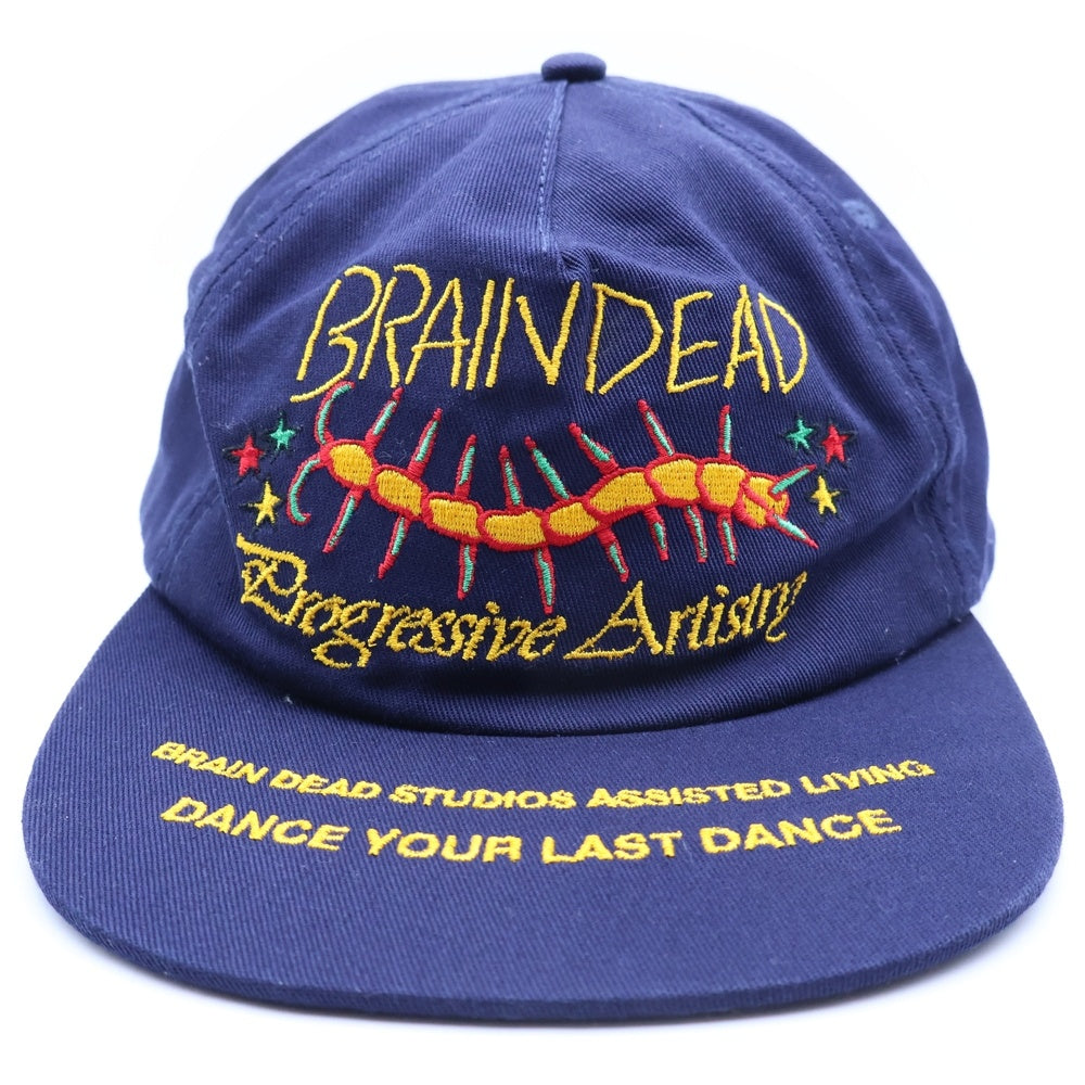BRAIN-DEAD(ブレインデッド) エンブロイダリーロゴデザイン 6パネル ベースボールキャップ 帽子 ネイビー