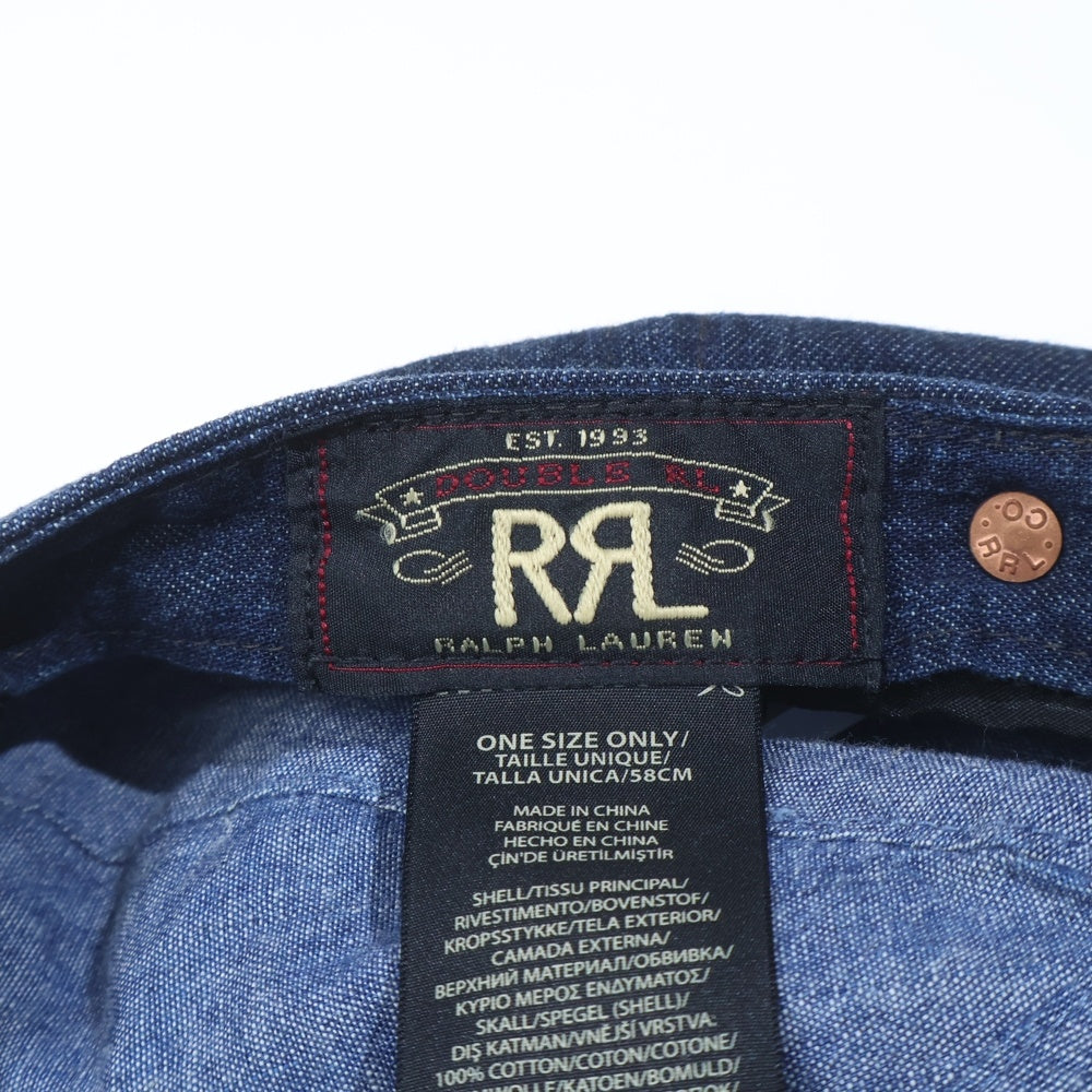 RRL(ダブルアールエル) レザーアジャスター デニム ハンチング帽 帽子 インディゴ