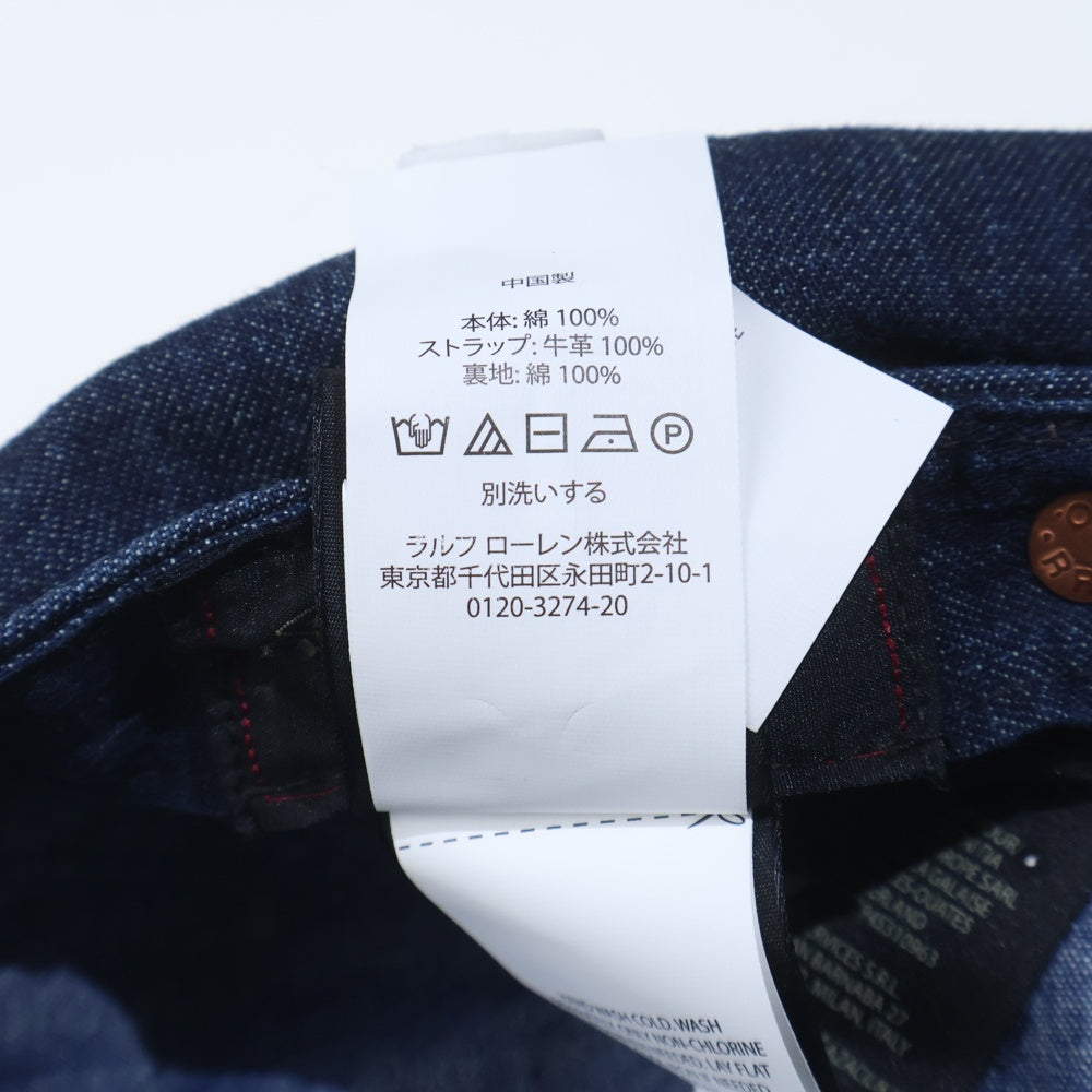 RRL(ダブルアールエル) レザーアジャスター デニム ハンチング帽 帽子 インディゴ